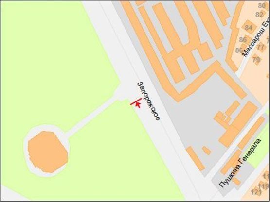 Схема рекламной плоскости по адресу Запорожское шоссе, возле парка "40-летия Освобождения Днепра", в центр