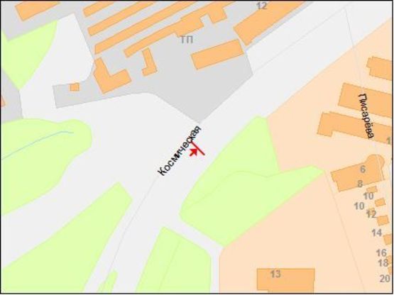 Схема рекламной плоскости по адресу Космическая ул., областная детская больница, в центр