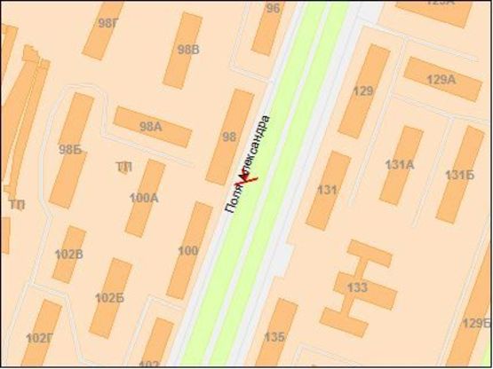 Схема рекламной плоскости по адресу Поля пр., 98, из центра