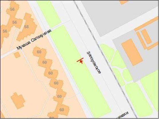 Схема рекламной плоскости по адресу Запорожское шоссе, 60 - Паникахи ул., в центр