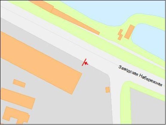 Схема рекламної площини за адресою Заводская Набережная ул., возле завода им. Петровского, из центра