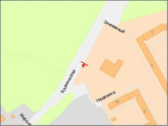Схема рекламной плоскости по адресу Космическая ул. - Неделина ул., в центр
