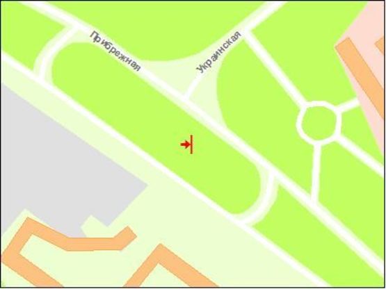 Схема рекламной плоскости по адресу Набережна магістраль - вул.Українська (коло) , напрямок руху до вокзалу