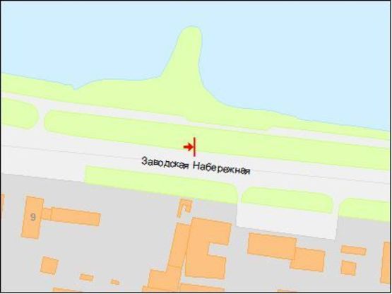 Схема рекламной плоскости по адресу Заводская Набережная ул., мебельный комбинат "Прогресс"