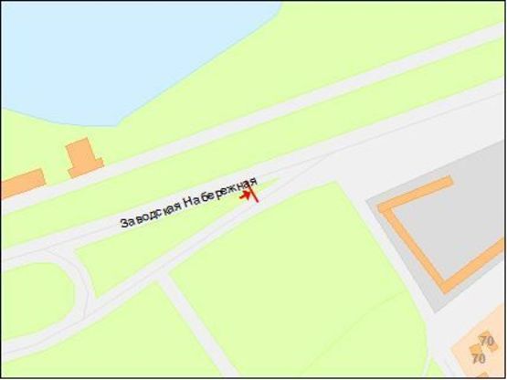 Схема рекламной плоскости по адресу Заводская Набережная ул., 53, Ледовая арена, возле Новокодакского парка, в центр