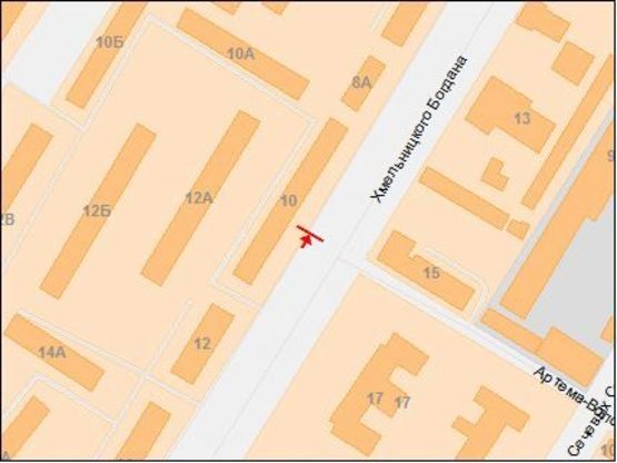 Схема рекламной плоскости по адресу Богдана Хмельницкого пр., 10, в центр