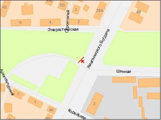 Схема рекламной плоскости по адресу Богдана Хмельницкого пр. - Энергетическая ул.