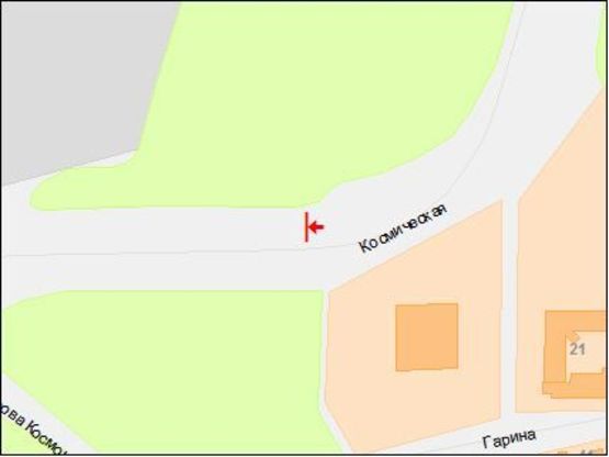 Схема рекламной плоскости по адресу Космическая ул., обласная больница, областной онкоцентр, из центра