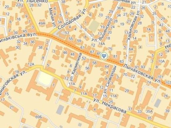 Схема рекламной плоскости по адресу вул.Личаківська 75, з центру, лівий верхній