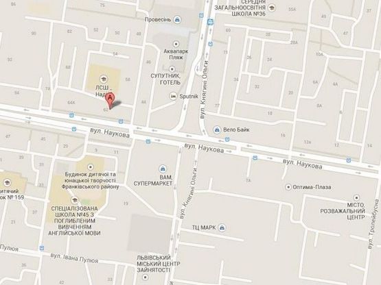 Схема рекламной плоскости по адресу вул.Наукова 62, Супутник, Ельдорадо, до вул.Кульпарківської