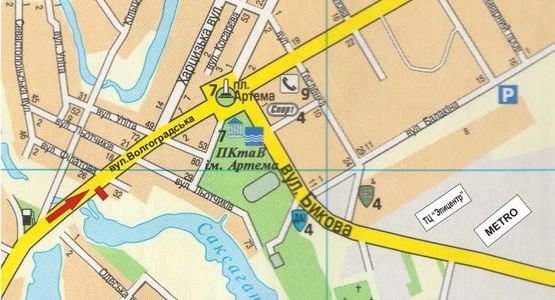 Схема рекламной плоскости по адресу светофор       ул.Волгоградская  ( остановка городского транспорта, действующая шахта "Артем-1".)