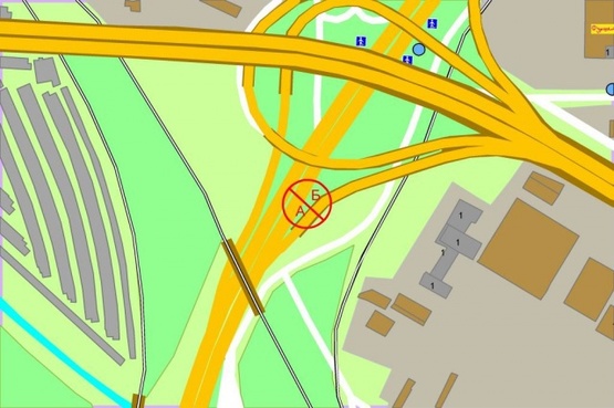 Схема рекламної площини за адресою Столичное шоссе(выезд на ул.Промышлен.) по ходу в центр