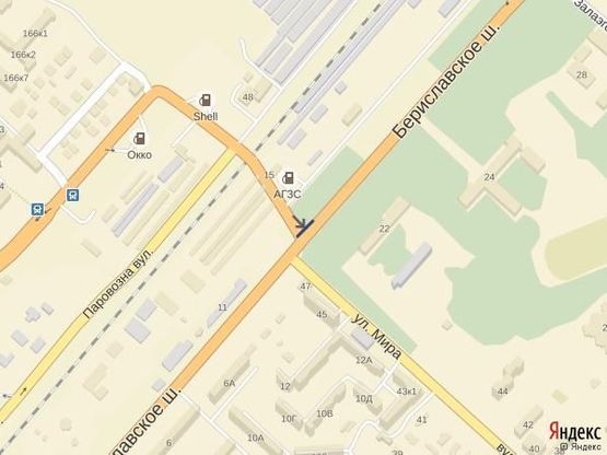 Схема рекламной плоскости по адресу Ж.переезд с Бериславского ш.на ул.Паровозная