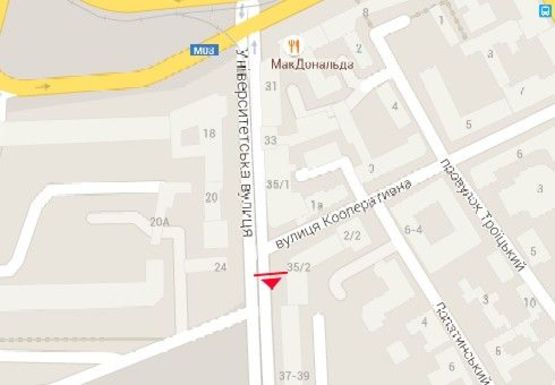 Схема рекламной плоскости по адресу Университетская ул., 37-39 - Кооперативная ул.