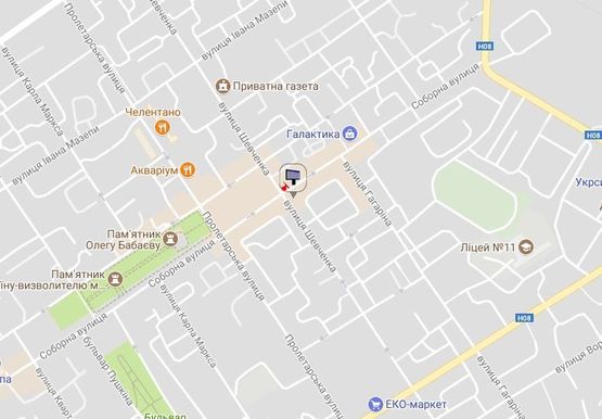 Схема рекламной плоскости по адресу ул. Соборная (ул.Ленина), 28/40, на стене здания, район ТЦ «Мега» и «Галактика» (верхняя призма)