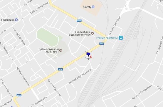 Схема рекламной плоскости по адресу ул. Первомайская, 46, перекр. с ул. Театральной (Воровского), возле клиники «Европейская медицина», направление к ЖДвокзалу