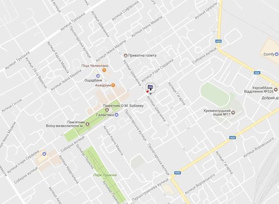 Схема рекламної площини за адресою просп. Свободы (ул.60л.Октября), перекр. с ул. Халаменюка и Соборной (Ленина), район ТЦ «Амстор» (супермаркеты «Сильпо», «Comfy», «Марафон»)