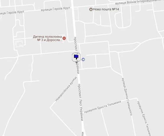 Схема рекламної площини за адресою просп. Л.Украинки (просп. 50-лет. Октября), возле гипермаркета «Велмарт», перекрёсток с ул.Новороссийской