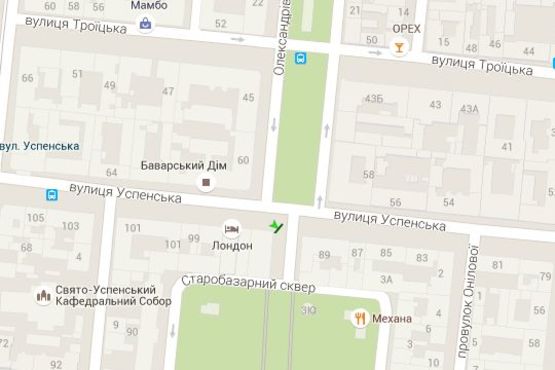 Схема рекламной плоскости по адресу Успенська вул., 91 - Олександрівський просп.