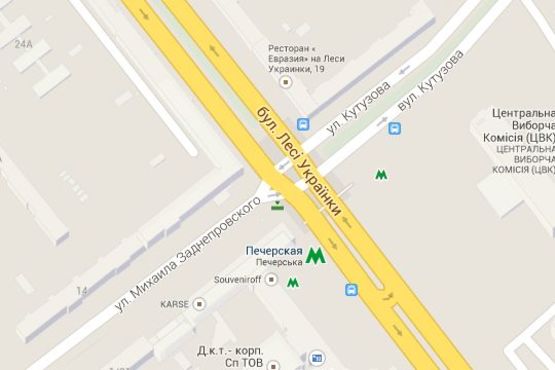 Схема рекламной плоскости по адресу Лесі Українки бульв., 26 - Алмазова Генерала вул. (Кутузова вул.), №1 ("McDonald's") (4- в напр. бульв.Дружби Народів)