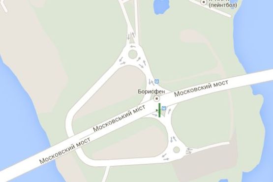 Схема рекламной плоскости по адресу Шухевича Романа просп. (Генерала Ватутіна просп.),  Московський міст: урочище Запісоччя (в напр. Троєщини)