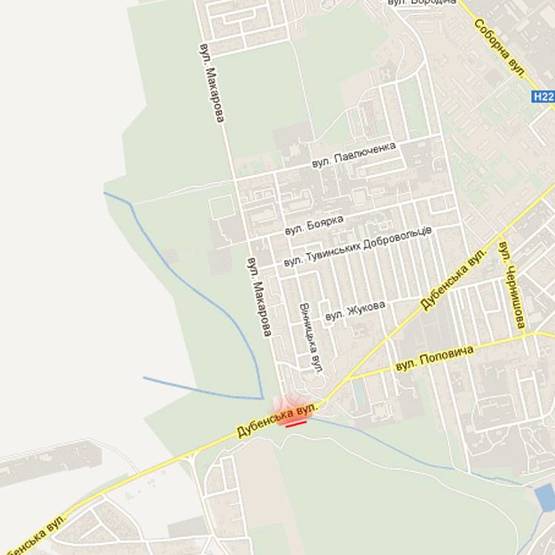 Схема рекламної площини за адресою м. Рівне, вул. Дубенська, в районі перехрестя з вул. Макарова