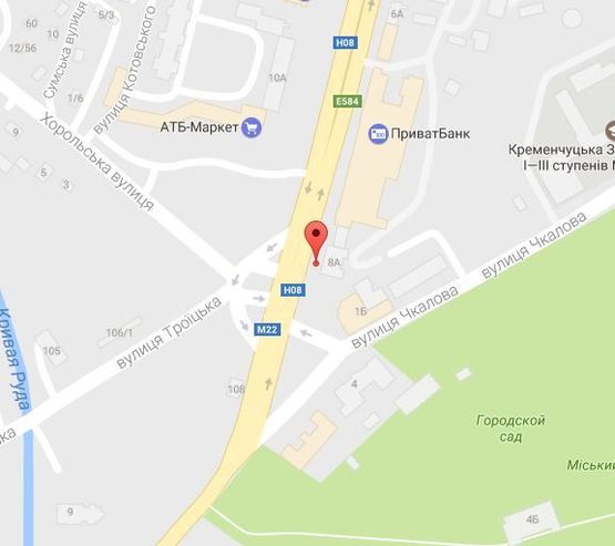 Схема рекламної площини за адресою просп. Свободы (ул.60л.Октября), 5, перекр. с ул. Майора Барищака (Цюрупы), район фабрики «Рошен» и завода «Кредмаш»