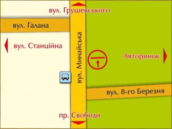 Схема рекламной плоскости по адресу м.Ужгород, вул. Минайська – Галана (8 березня)