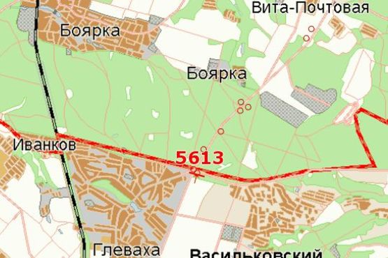Схема рекламної площини за адресою Київ - Одеса, 14км+700м до  Києва (поворот на Васильків) (в напр.  Києва)