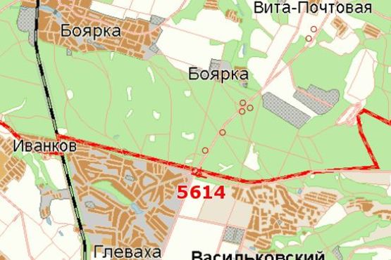 Схема рекламної площини за адресою Київ - Одеса, 14км+700м до  Києва (поворот на Васильків) (в напр. Одессы)