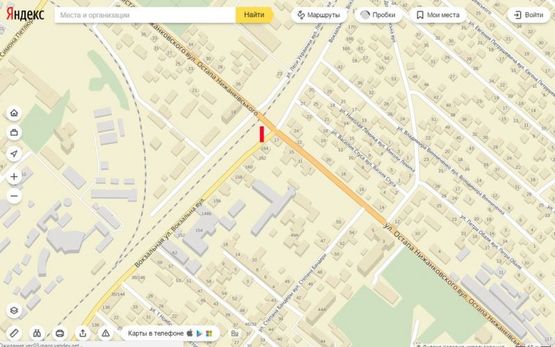 Схема рекламной плоскости по адресу Нижанківського-Вокзальна (з центру)