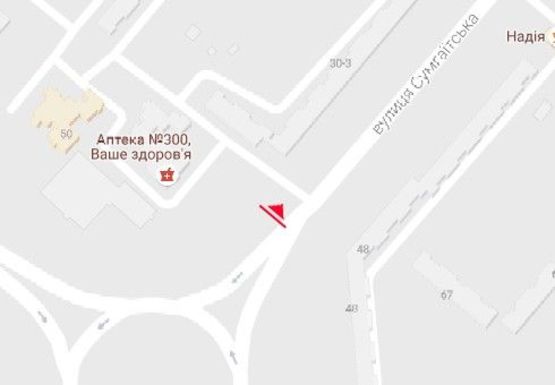 Схема рекламной плоскости по адресу Сумгаитская ул. - 30-летия Победы ул.