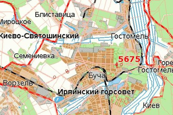 Схема рекламной плоскости по адресу Київ - Ковель, 12км+200м від Києва (виїзд з Бучи, в напр. м.Київ)