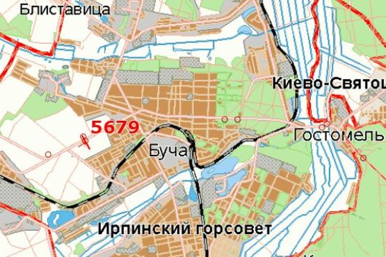 Схема рекламной плоскости по адресу Київ - Ковель, 16км+600м від Києва (Буча, в напр. м.Києва)