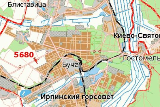 Схема рекламной плоскости по адресу Київ - Ковель, 16км+600м від Києва (Буча, в напр. м.Ковеля)