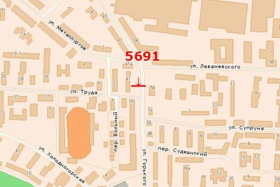 Схема рекламної площини за адресою Горького вул. (Горького вул.) - Праці вул.