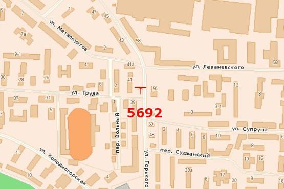 Схема рекламної площини за адресою Горького вул. (Горького вул.) - Праці вул.