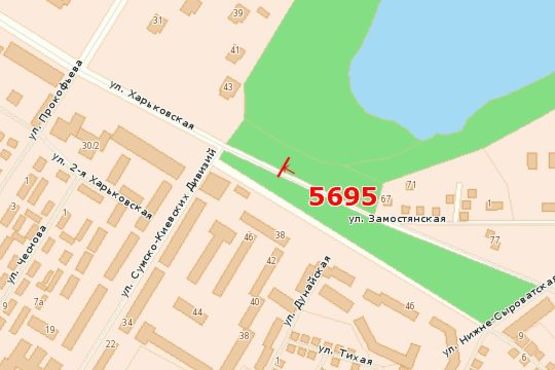 Схема рекламной плоскости по адресу Харківська вул., (озеро "Чеха")