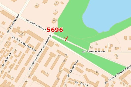 Схема рекламної площини за адресою Харківська вул., (озеро "Чеха")