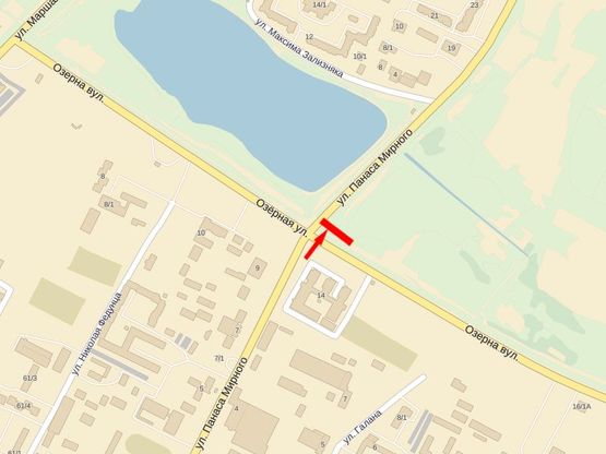 Схема рекламної площини за адресою Мирного П. ул. - ул. Озерная