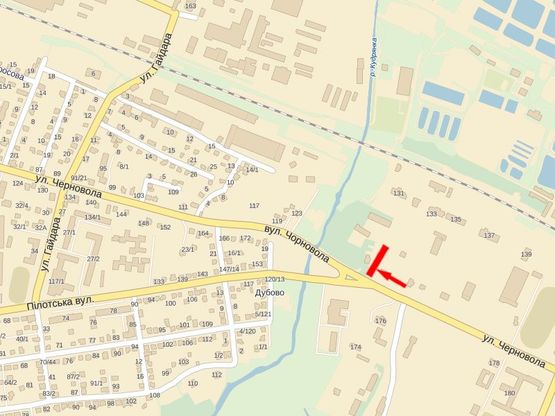 Схема рекламної площини за адресою Черновола ул.  - ул. Пилотская, возле ветлечебницы