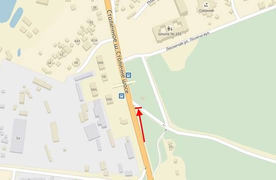 Схема рекламной плоскости по адресу Столичне шосе, 58 б (навпроти) у напрямку центру