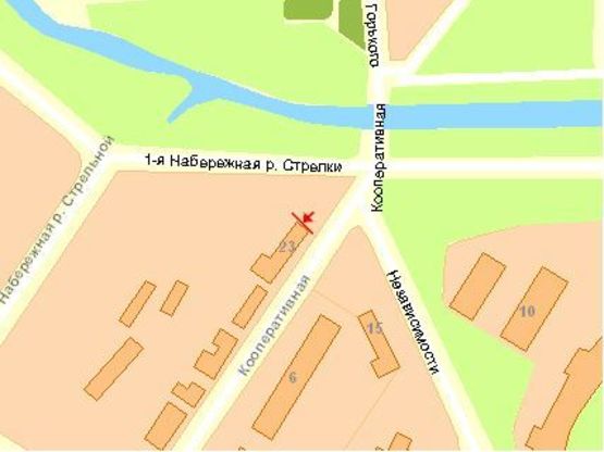 Схема рекламной плоскости по адресу ул.Наб. р. Стрелки-ул. Кооперативная призматорн