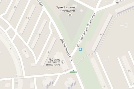 Схема рекламної площини за адресою Дарницький бульв., 3: клуб "Олімпіада" (виїзд на вул.Малышко; ТЦ "Дитячий світ")