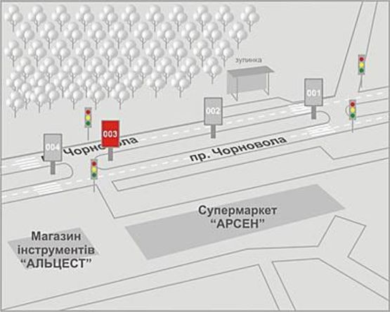 Схема рекламной плоскости по адресу Чорновола пр-т, 95