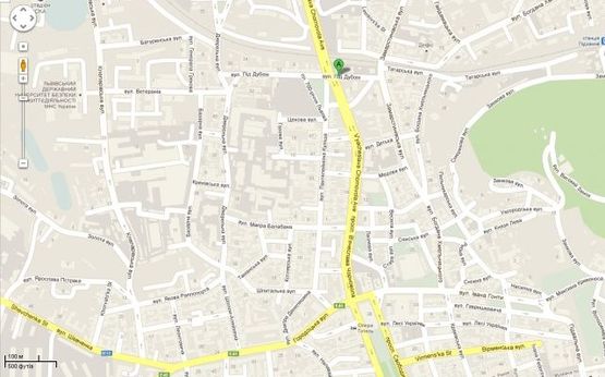 Схема рекламной плоскости по адресу пр.Чорновола-вул.Під Дубом, з центру