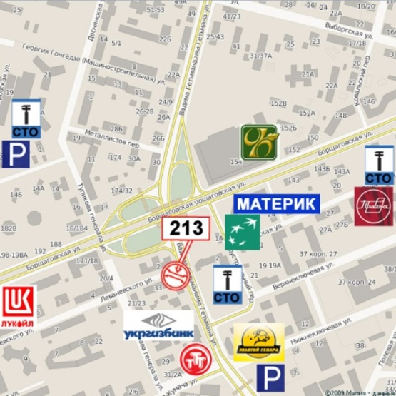 Схема рекламной плоскости по адресу Гетьмана Вадима ул. - Борщаговская ул. (Индустриальный мост, "Бабай Паб", "Very Well Cafe", ЭКО-маркет, направ. Караваевых Дач)