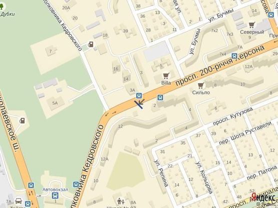 Схема рекламної площини за адресою Угол ул.200 лет Херсона и ул.Буденого