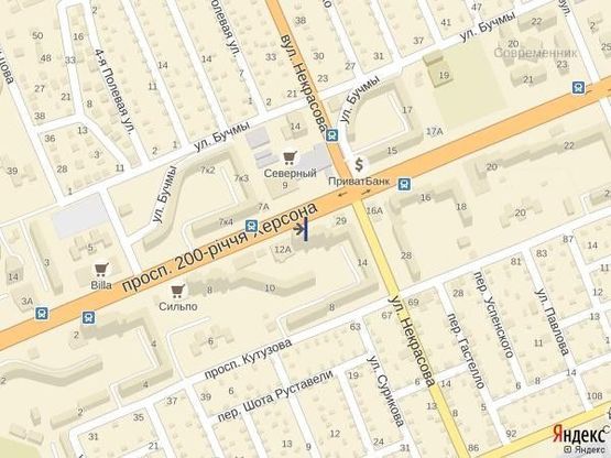 Схема рекламної площини за адресою Пр.200 лет Херсона (р-н рынка Северный)