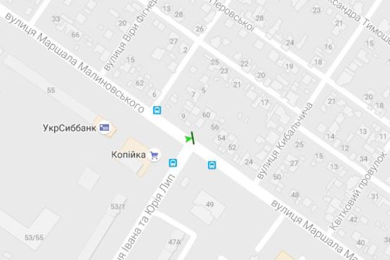 Схема рекламної площини за адресою Маршала Малиновського вул. - Гайдара вул., (призма) (ліва)